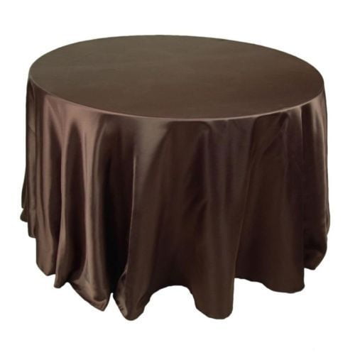 20 Pack 132" Inch round Satin Tablecloth 21 COLORS Table Cover Wedding Banquet", (Color: chocolate Brown)