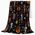 thumbnail image 2 of Ghost Pumpkin Scene Ghosts And Pumpkins Spooky Holiday Art Halloween Lovers Playful Harvest Motif Warm Flannel Blanket, Halloween Gift for Living Room and Family Room Home Decor, 2 of 7