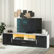 Modern TV Stand for 70 Inches TV, TV Stand Cabinet with 16 LED Lights, Living Room Entertainment Center, Console TV Cabinet with Storage Space, 20 Minutes Quick Assemble
