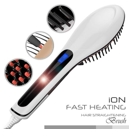 Silk Essential Ceramic Hair Straightening Brush Natural Straight Hair Iron Anti Scald Detangling Design For Gorgeous Hair - Get a Free Oil with the Brush (Best Way To Get White Hair)