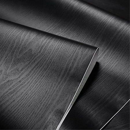Textured Black Wood Grain Contact Paper Self Adhesive Shelf Liner for Bathroom Kitchen Cabinets Shelves Countertop Table Arts