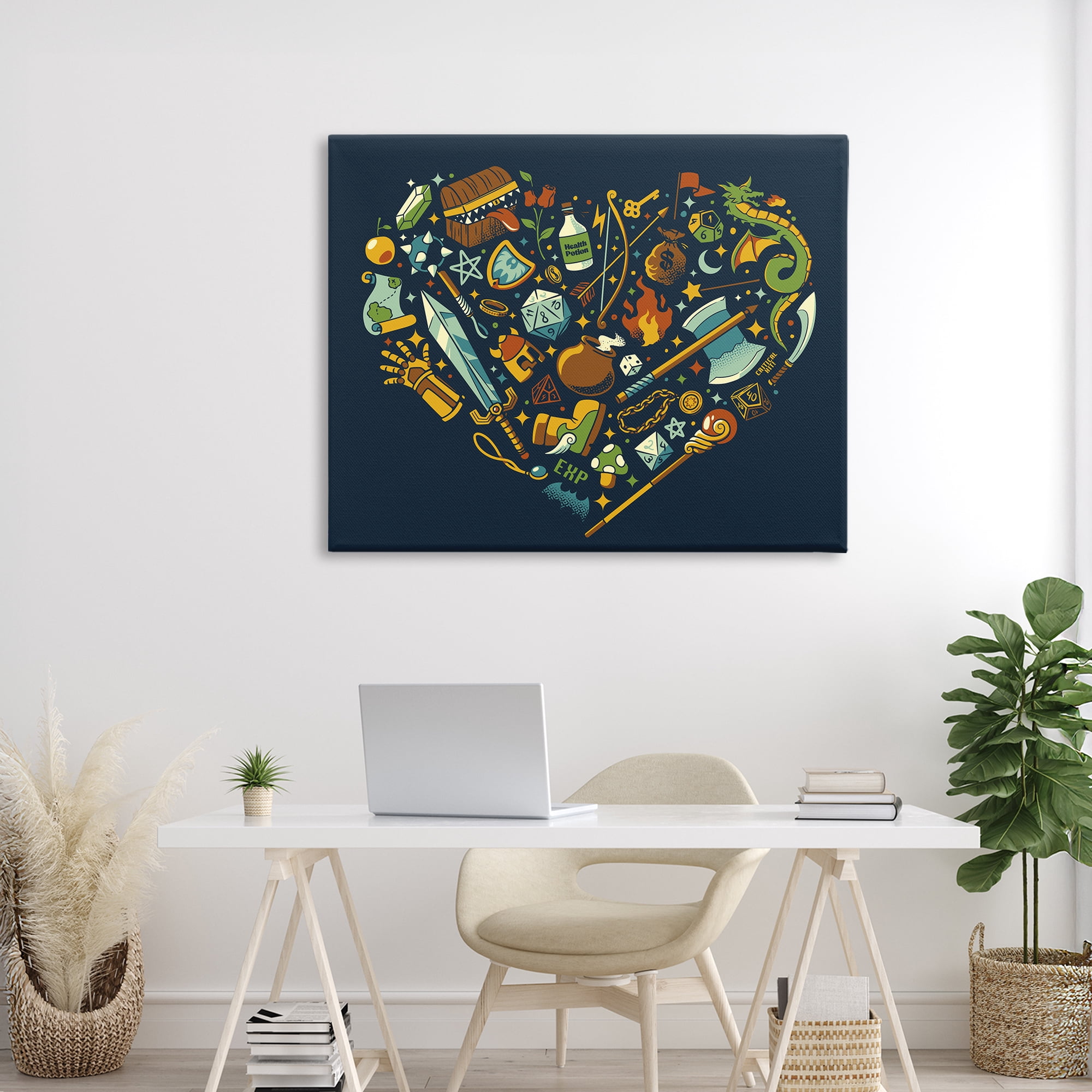Stupell Industries Board Game RPG Trinkets Canvas Wall Art, design by Tobe Fonseca
