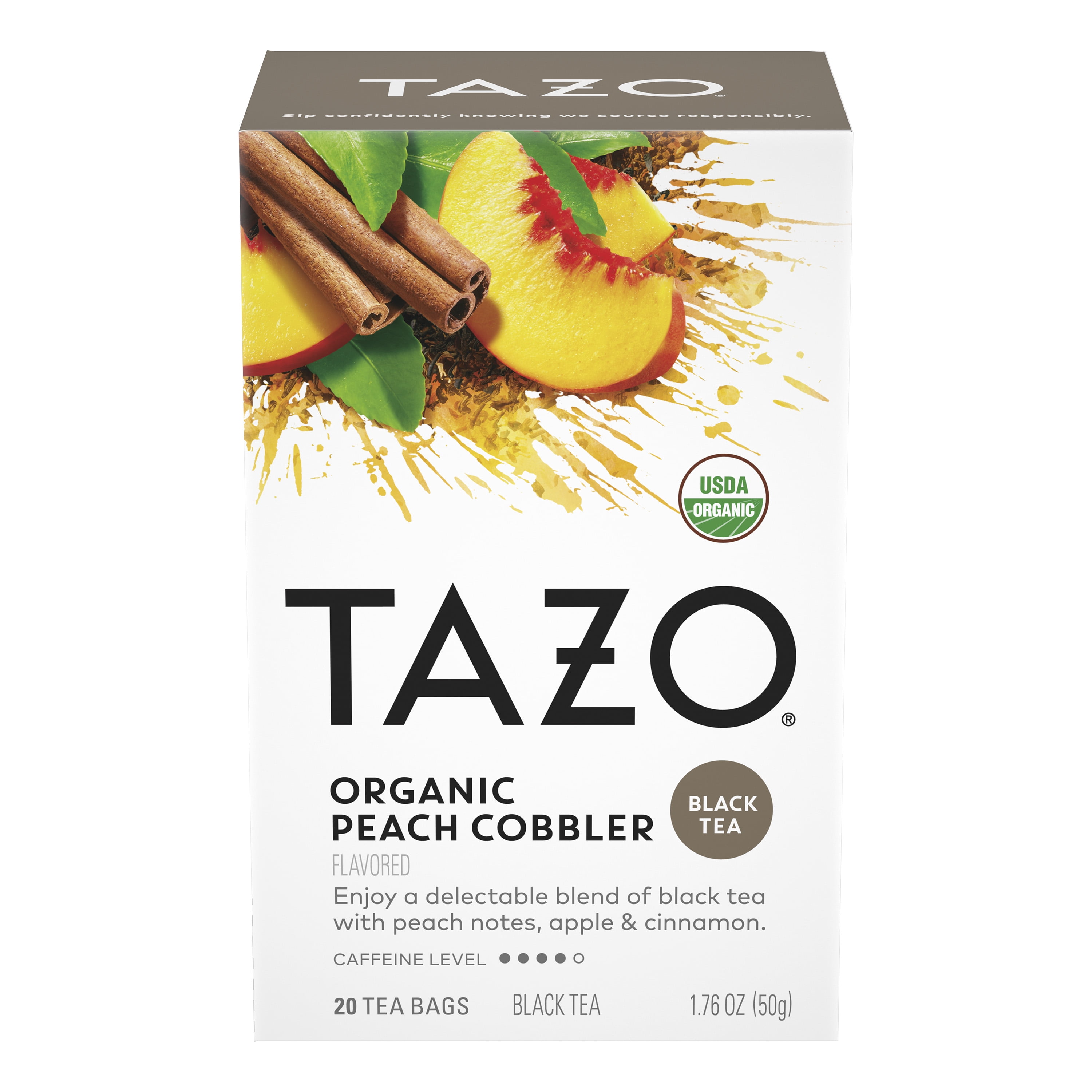 TAZO Black Tea Organic Peach Cobbler Tea Bags 20 Count