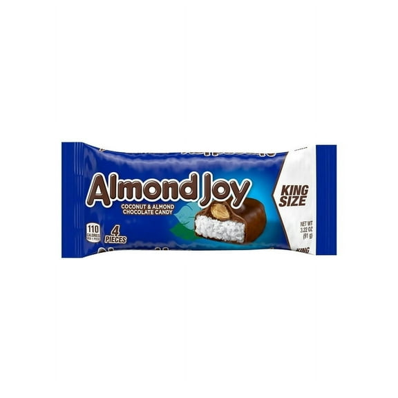 Pack of 2 Almond Joy Coconut and Almond Chocolate King Size Candy, Bars 3.22 oz, 4 Pieces