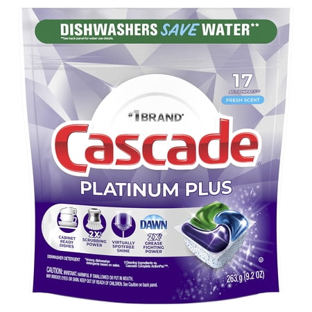 Cascade Platinum Plus Dishwasher Detergent Pacs, Fresh (Pack of 8)