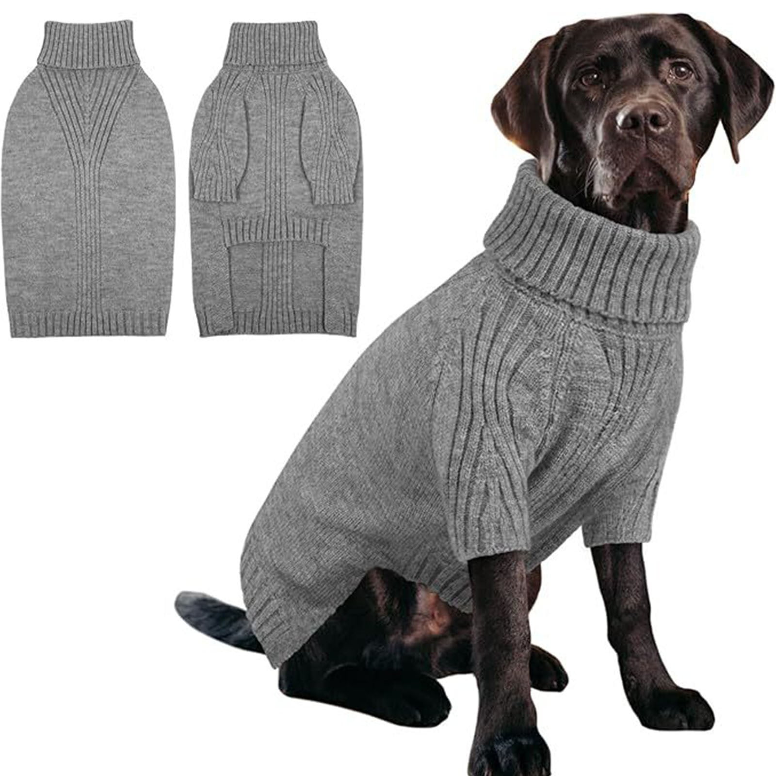 Qyaukm Dog Sweater,1Pc Thermal Knit Big Dog Sweater,Pet Turtleneck Doggy Sweatshirt for Extra Large Dogs Boy Girl,Stretchy Large Dogs Cold Weather Outfit Pitbull Clothes, Black L