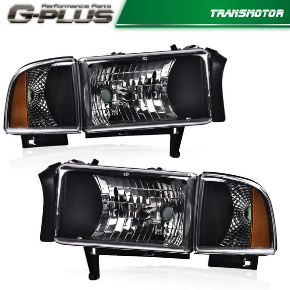 Suitable for 94-02 Dodge RAM 1500 2500 3500 headlights LAMPS chrome lens amber angle-
