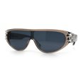 thumbnail image 4 of Womens Gaudy Fancy Hinge Flat Top Shield Rectangular Plastic Sunglasses Slate Silver - Black, 4 of 8