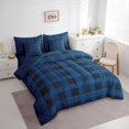 thumbnail image 3 of Manfei Blue Grid 7-Piece Twin Bedding Sets,Geometric Buffalo Bedding Comforter Set,Checkered Lattice Breathable Sheet Sets,Breathable Plaid Bedroom Decoration,Reversible, 3 of 7