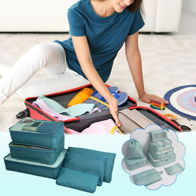 Ensemble de Sacs de Voyage, 6 Pcs Sacs de Rangement Multifonctionnels, Organisateurs Légers et Durables, Solutions de Rangement Polyvalentes, Idéal pour Voyage, Vacances, Escapades de Week-End, Ensemble Compact et Élégant