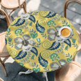 thumbnail image 2 of Yellow Cashew Flower Round Tablecloth, Fitted Table Cover with Elastic for 45"-54" Round Tables, Retro Ethnic Abstract Country Table Cloth Outdoor Indoor Dinning Party Waterproof Tablecloths, 2 of 7