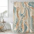 thumbnail image 4 of Brown Blue Beige Bathroom Shower Curtains with 12 Hooks Waterproof Shower Curtain for Stalls and Bathtubs Farmhouse Vintage Colorful Abstract Patttern Decorative Bathroom Curtain 48x72 Inches, 4 of 9