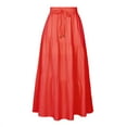 thumbnail image 4 of KIHOUT Plus Size Skirt For Women Clearance Women's Solid Color Cotton Hemp Elastic Waist Binding Large Swing Pleated Skirt High Waist Half Skirt, 4 of 8
