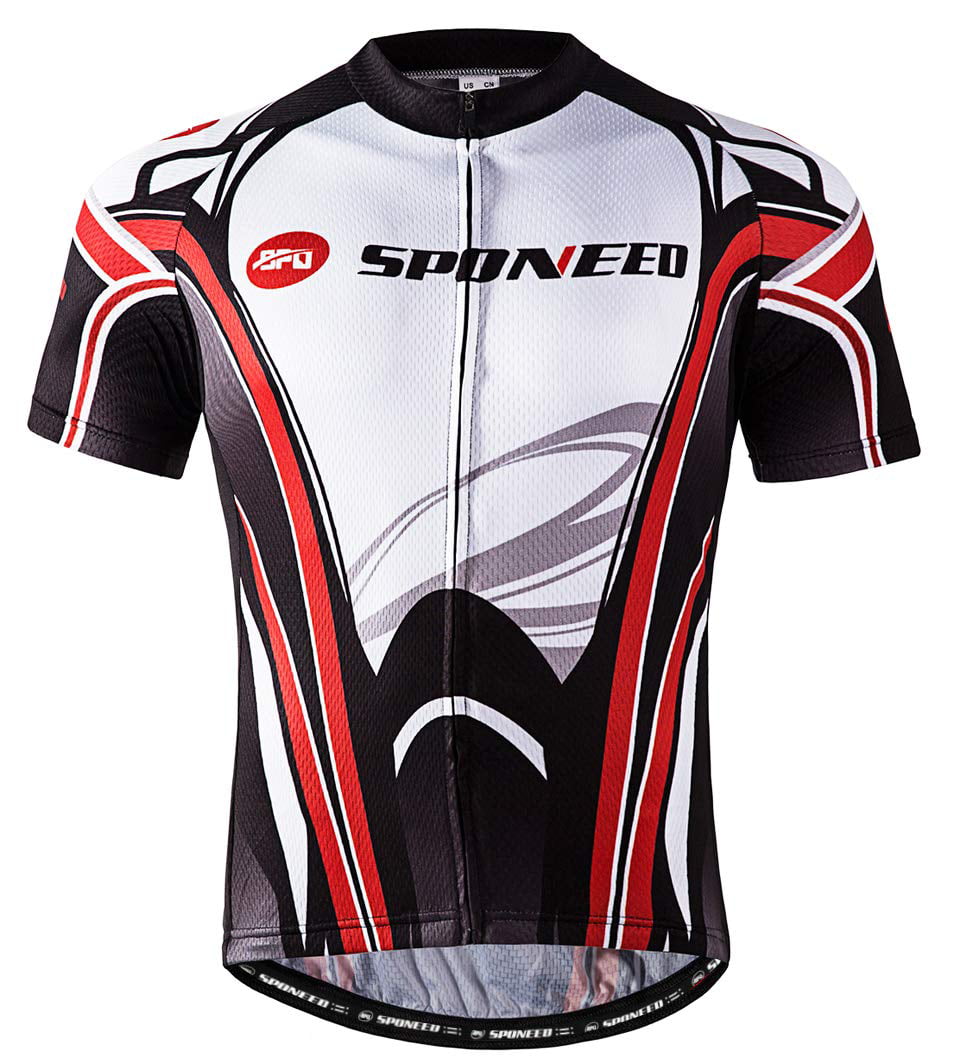 sponeed Men's Cycling Jerseys Tops Biking Shirts Short Sleeve Bike Clothing Full Zipper Bicycle Jacket with Pockets 