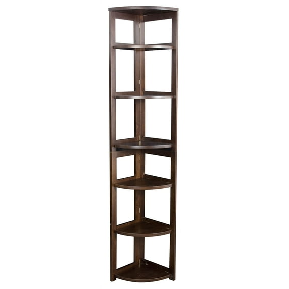 Regency Flip Flop 67" High Corner Folding Bookcase- Mocha Walnut