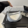 thumbnail image 1 of Bolso de cadena para mujer con cremallera Bolso de axila sólido de cuero PU de moda (blanco), 1 of 8