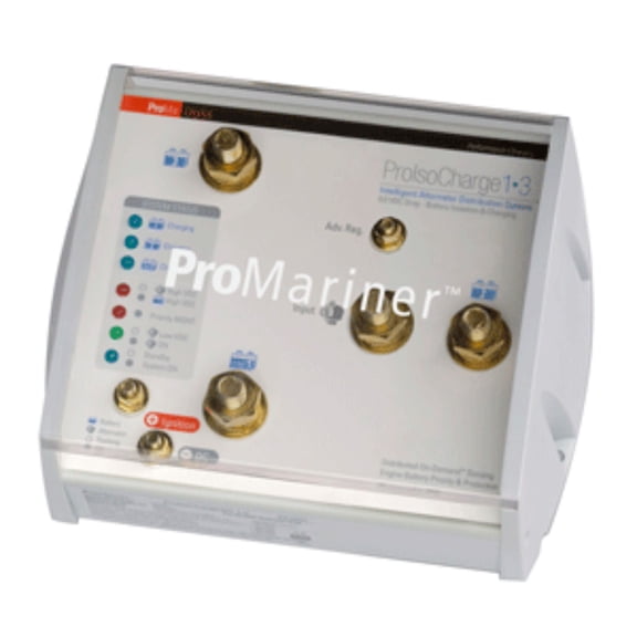 9" White and Gold Marine Battery Isolator with 1 Alternator 3 Battery - 180 Amp, 12V