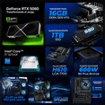 thumbnail image 3 of PC Gamer IA Xtreme PC Gaming NVIDIA GeForce RTX 5060 Intel Core i7 14700F 16GB SSD 1TB WIFI Black Productividad Versátil Acelerada con IA, 3 of 6