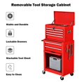thumbnail image 4 of Costway Armoire Roulante 2 en 1 Coffre de Rangement Organisateur avec 6 Tiroirs Rouge, 4 of 9