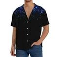 thumbnail image 1 of Fotbe Black Blue Glitter Sparkles Camisa Estampada de Manga Corta para Hombre, Casual de Verano, Estilo Playero, Sin Arrugas-XX-Large, 1 of 5