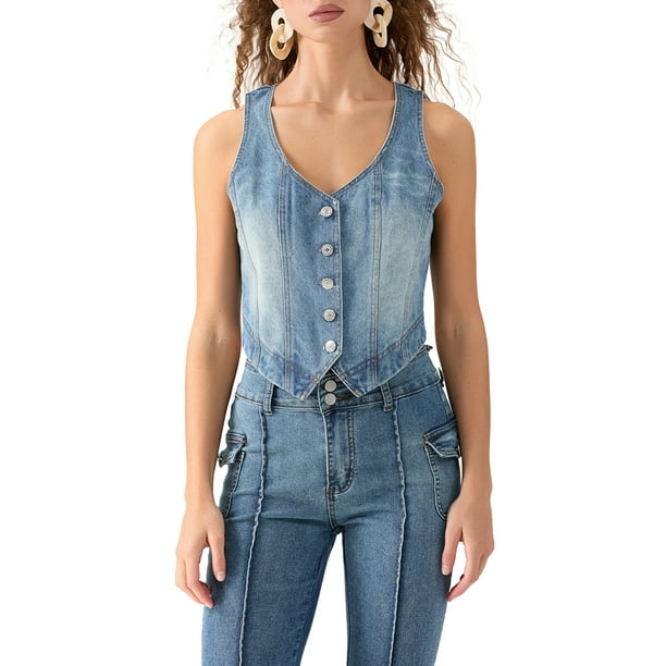 Gilet en jean femme hotsell