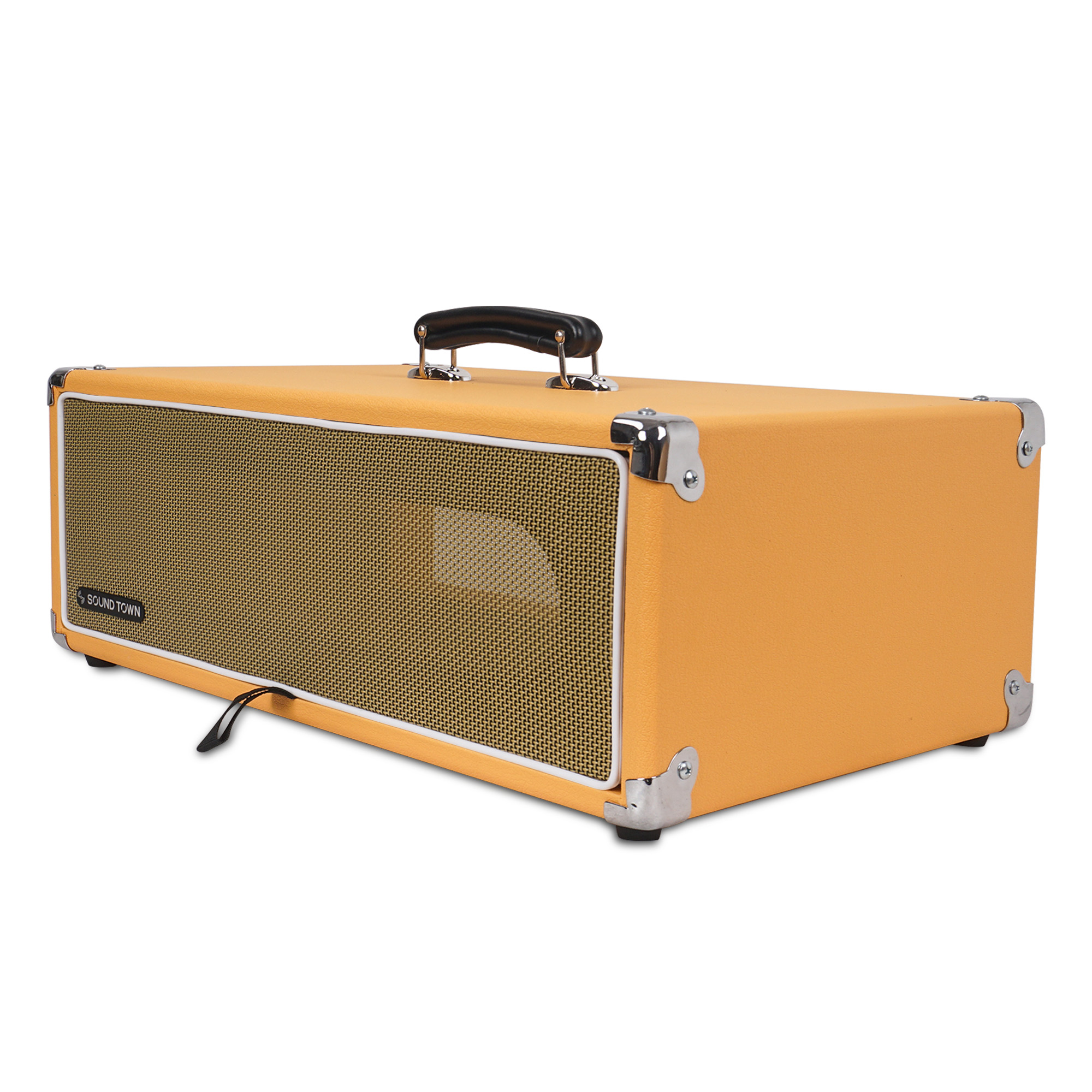 Sound Town Vintage 3U Amp Rack Case, 12.5" Depth with Rubber Feet, Dust Cover, Kickstand, Orange (STVRC-3OR)