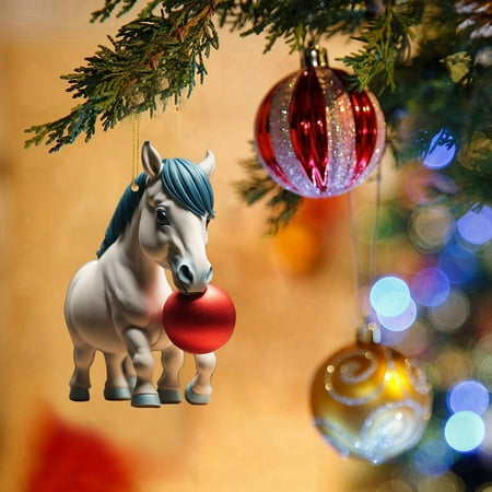 

DBYLXMN 2D Christmas Cute Cartoon Horse Stepping On Christmas Acrylic Ornaments Christmas Tree Ornaments Cute Cartoon Christmas Horse Ornaments Christmas White Elephant 1PC A Big Blanket