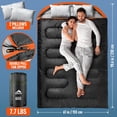 thumbnail image 6 of Double Sleeping Bag for Adults Mens with Pillow, XL Queen Size Two Person Sleeping Bag for All Season Camping Hiking Backpacking 2 Person Sleeping Bags for Cold Weather & Warm  Couple outdoors, 6 of 14