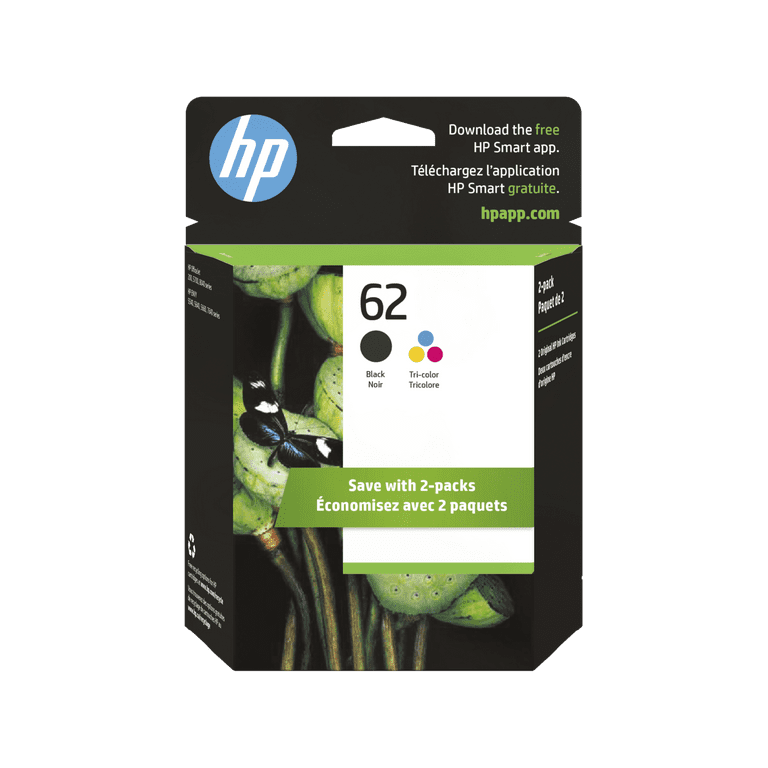HP 62, (N9H64FN) 2-Pack Black/Tri-Color Original Ink Cartridges HP 62, (N9H64FN) 2-Pack Black/Tri-Color Original Ink Cartridges