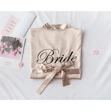 

CoCopeaunt Wedding Bride Bridesmaid Robe Dressing Gown Sexy Women Bathrobe Nightgown Short Sleepwear Casual Flower Kimono Geisha M L XL