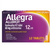 Allegra Allergy Fexofenadine 60mg Antihistamine Non-Drowsy, 12ct