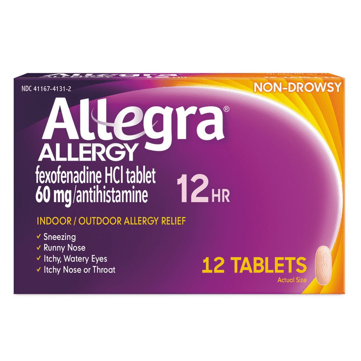 Allegra Allergy Fexofenadine 60mg Antihistamine Non-Drowsy, 12ct