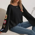 thumbnail image 3 of Juslio Women Sweaters Pullovers Women Tops Solid Crew Neck Long Sleeve Knit Black, 3 of 6