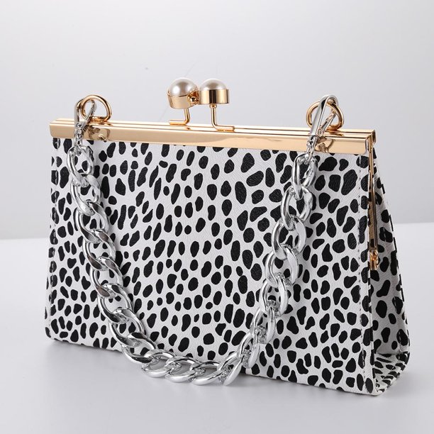 Bolso de cadena 40 cm Punk Metal Grueso Correa de hombro Bolso de bricolaje Asas Plata