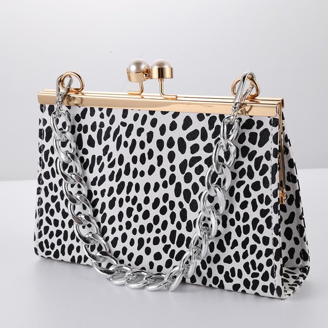 Bolso de cadena 40 cm Punk Metal Grueso Correa de hombro Bolso de bricolaje Asas Plata