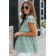 thumbnail image 3 of ABPHQTO Top de mujer con volantes y lunares de guepardo verde, 3 of 5