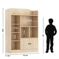 thumbnail image 5 of DIYART Oak  Kids Bookshelf, Kids Bookcase with 7 Cubbies and 2 Cabinets, Freestanding Book Storage Shelves for Bedroom, Playroom, Hallway, 5 of 7