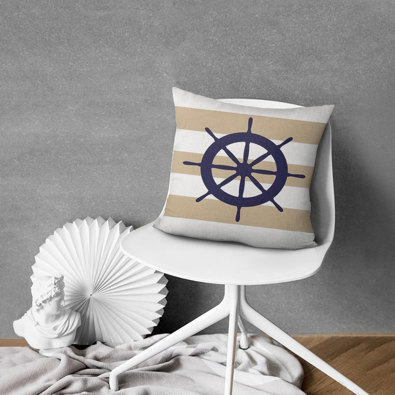 Navy Blue Ocean Starfish Coral Anchor Pillow Covers 20x20, Throw Pillow Cases 2 Pack, Sea Animal Cushion Cases for Bed Sofa Home Car Bedroom, Nautical Gifts