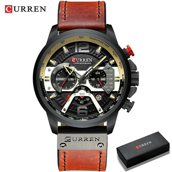 Curren Mens Watches Top Brand Luxury Leather Sports Watch Men Fashion Chronograph Quartz Man Clock Waterproof Relogio Masculino - Quartz Wristwatches