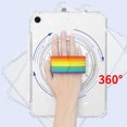 thumbnail image 3 of SaniMore for iPad 10.2 inch 9th/8th/7th Generation (2021/2020/2019) Cover with 360° Rotating Rainbow Wristlet Pencil Holder,Hidden Bracket Heavy Duty Protective Drop Resistant Shell, White, 3 of 9