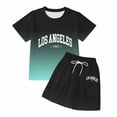 thumbnail image 4 of Jamsmile Toddler Girls Sets Athletic Sportswear Gradient Letter Print Tshirts With Shorts Summer 2 Piece Teens Girls Tracksuits, 4 of 5