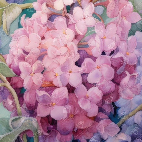 Diamond Painting Kit, Adult Craft Kit, Diamond Art Kit, 40×40 cm (Unframed),Hortensia rosa