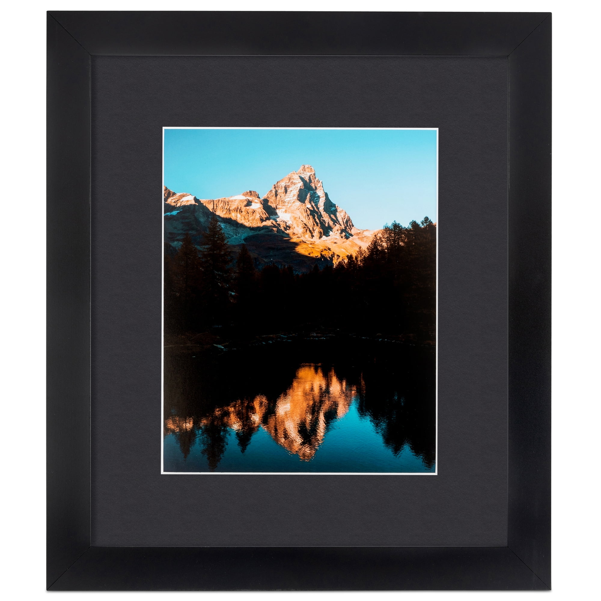 ArtToFrames 20x28" Matted Picture Frame with 16x24" Single Mat Photo Opening Framed in 1.25" Satin Black and 2" Black Mat (FWM-3926-20x28)