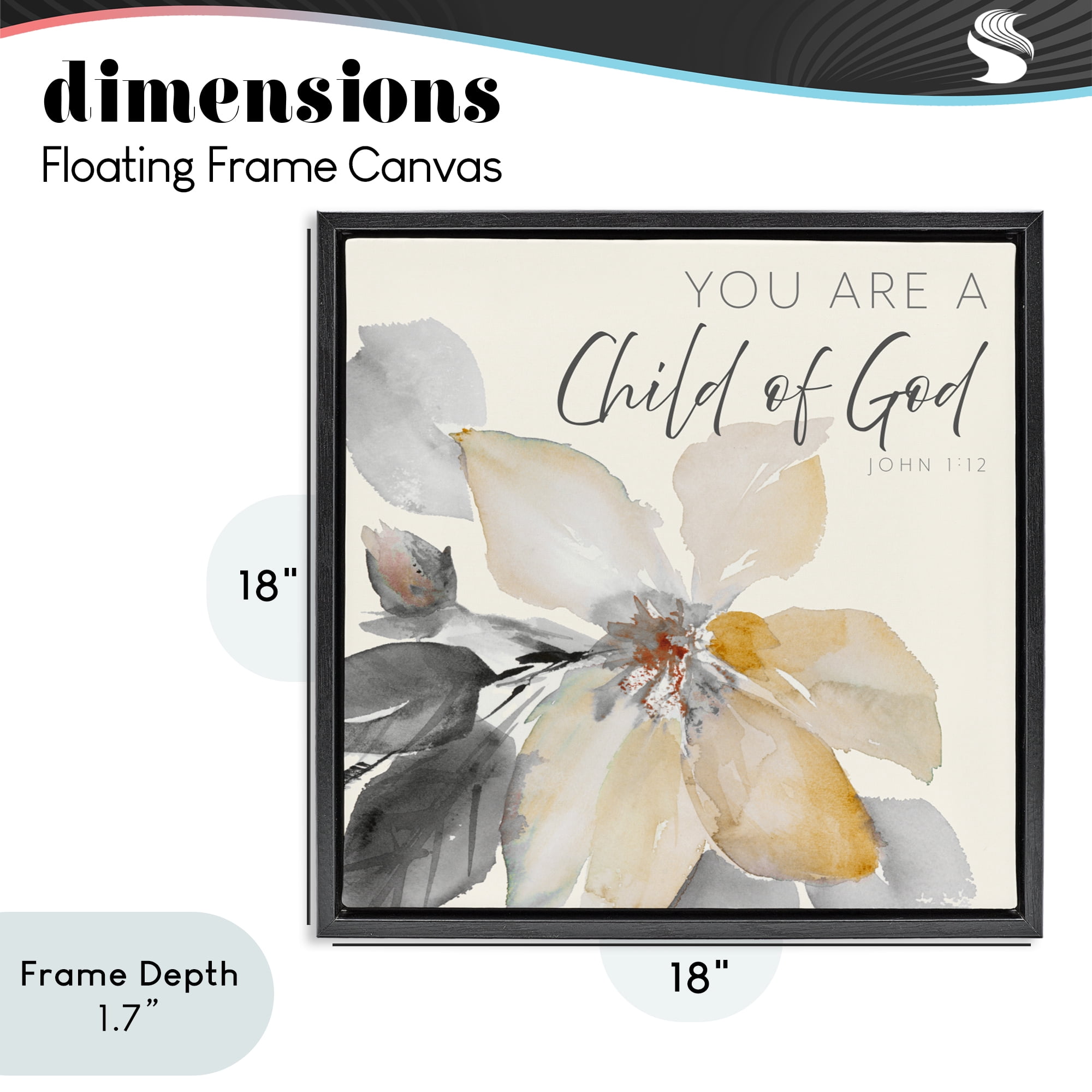 Stupell Industries Child Of God Flower Black Framed Floater Canvas Wall Art, design by Lanie Loreth