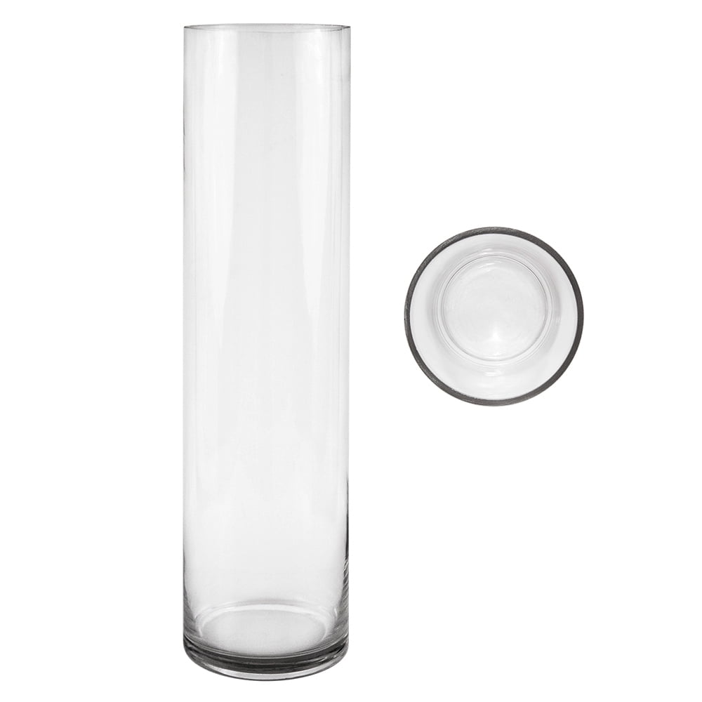 Mega Vases 4" x 16" Cylinder Glass Vase Set of 1, Clear