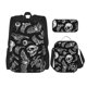 thumbnail image 1 of Disketp Skull bird bat spider Mochila Estampada de Gran Capacidad con Lonchera y Estuche, Set de 3 Piezas para Estudiantes, 1 of 7