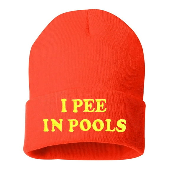 Adult I Pee In Pools Embroidered Cuffed Knit Beanie Cap