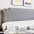 thumbnail image 6 of TROPOW Queen Bed Frame,Velvet Upholstered Platform Bed Frame with Rivet Headboard,with Strong Wood Slat Support, No Box Spring Needed, Easy Assembly (Grey), 6 of 7