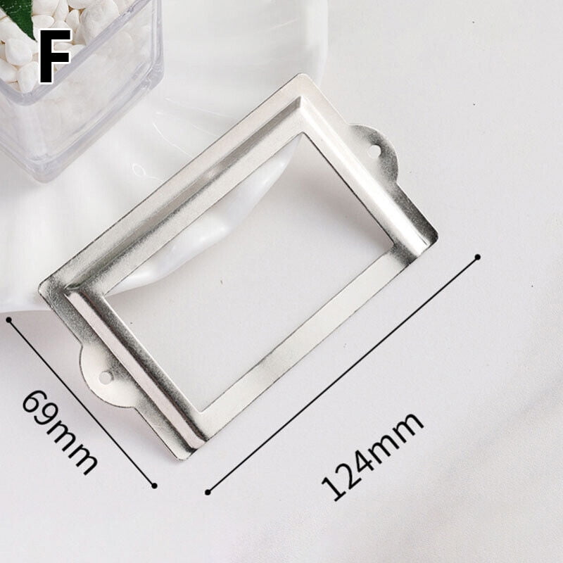 Antique Brass Drawer Label Pull Frame Handle File Name Card