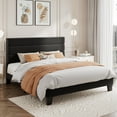thumbnail image 3 of Amolife Full Bed Frame, Platform Bed Frame with Velvet Upholstered Headboard, Black, 3 of 7